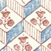 Blue Stamped Geometric Flowers Italian Print Paper ~ Rossi Italy